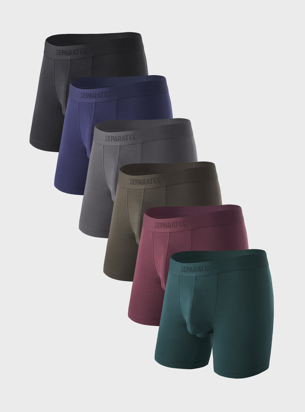 Colorful Bamboo Rayon Breathable Wide Waistband Boxer Briefs 6 Pack