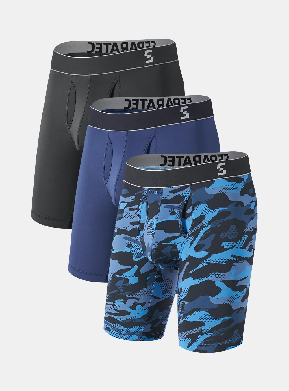 DryMotion Quick Dry Performance 9" Long Leg Boxer Briefs 3 Pack