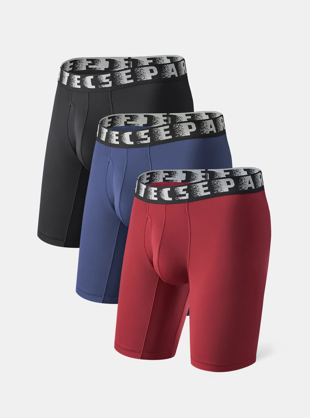 CradleFit Pouch Quick Dry Wide Waistband Long Leg 9" Boxer Briefs 3 Pack