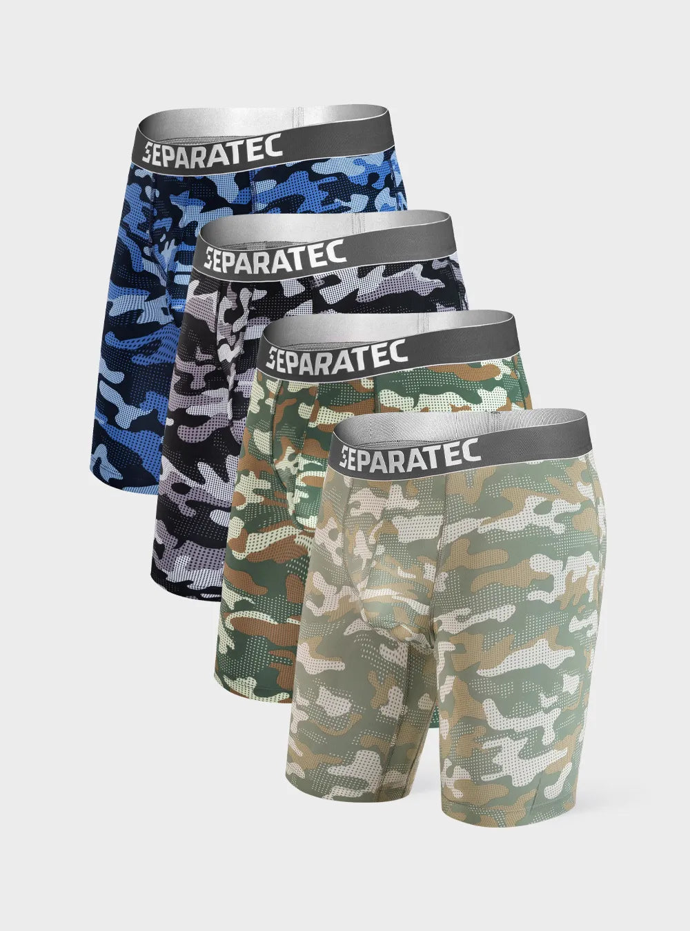 Mesh Athletic Camo Quick Dry 8 inches Boxer Briefs 4 Pack